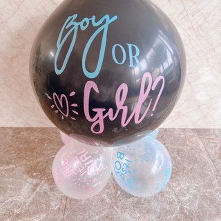 揭曉性別氣球組，派對佈置，男孩或女孩, 男寶寶：自行ＤＩＹ製作（藍色亮片）, 1個