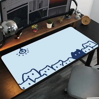게이밍 장패드 고양이 캐릭터 마우스패드 방수코팅 400X900X3MM, 1개, 스카이블루