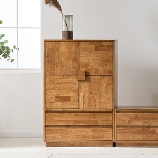 퍼니하우스 고트 고무나무 원목 여닫이 서랍장 750 높은 거실 수납장 다용도 선반 장식장, 월넛
