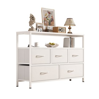 소웰홈 패브릭 3단5문 거실장 1000, 화이트