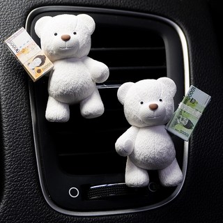 앤티키 돈다발곰 세트 1+1 차량용 석고 방향제 고급 차디퓨저 고체 인테리어소품 집들이선물, 석고방향제+화이트머스크(10ml), 1세트