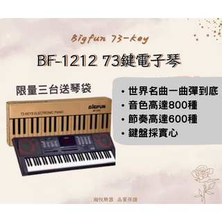 Bigfun BF-1212 73鍵電子琴 (限量三台送琴袋), 黑色, 1個