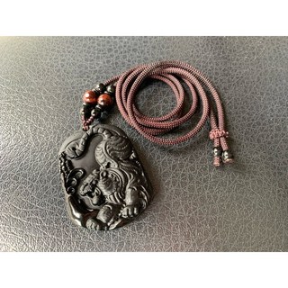 【畫意坊】虎爺黑曜石項鍊，虎牌玉佩，十二生肖虎項鍊, 1個