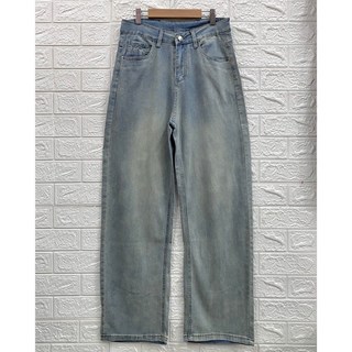 復古色鋼印牛仔寬褲寬鬆舒適現貨速發