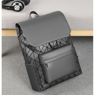 日系幾何菱格 15.6吋 後背包 大容量休閒後背包 筆電後背包 男背包 電腦包, A148-神秘灰