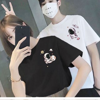 情侶裝 潮T 班服 YC742-15 情侶t 純棉短t 短袖 雙色太空人 女抱球 台灣製造
