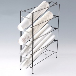 카페 테이크아웃 컵 디스펜서 4단 철제 스탠드형 테이크아웃컵 홀더, 1개, 단일