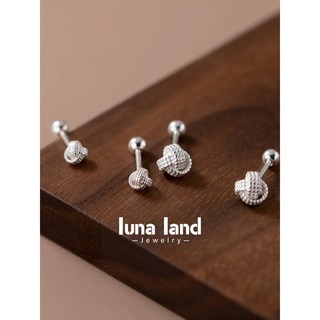 VERA SILVER 國潮風999純銀如意結耳骨針 螺絲擰式耳針 個性耳環