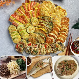 [당일조리] 30년 전통 엄마손맛 모듬전 11종 세트 (모듬전6종+소고기산적+조기찜+나물3종), 2.3kg, 1세트