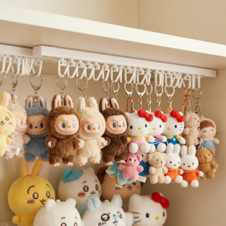 InLoop 공간절약 인형 키링 거치대 진열대 보관함 30cm, 1개, 화이트 20구