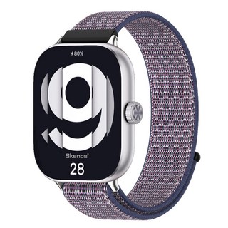 SKENOS 샤오미 스마트밴드 9 8 프로 / 레드미워치 6 5 4 호환 스포츠 루프 나일론 스트랩 교체 시곗줄 밴드, 1개, 실버-네이비