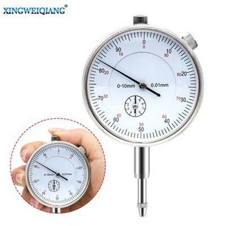 鑫隆五金 機械式百分指示表 0-10mm 指針式表盤度數 校準表 量表 精度防震, 1個, 機械式指針百分指示表