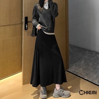 CHIEMI 軟糯顯瘦半身裙 - 秋冬遮肉A字長裙 - 魚尾裙