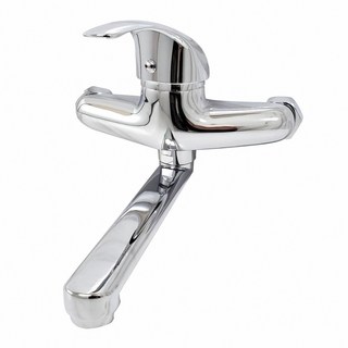 蝴蝶衛浴【壁式水龍頭】40芯冷熱混合水龍頭 精密陶瓷牆壁用 出水管可移動 洗手台適用, 1個, 單購主體-(出水管12CM版本)