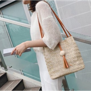 라탄 숄더백 에코백 여성 비치 나들이 왕골 여행 해변 가방