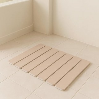 可收納硬式硅藻土地墊 硅藻浴室吸水腳踏墊 浴室廚房居家多用途地墊, 1個, 奶茶色小 可折疊硬硅藻墊（W0186)