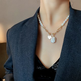 [주문제작] 담수 진주 러브 & 이니셜 목걸이 - 맞춤형 큐빅 진주 펜던트 목걸이 (선물추천)/주문제작