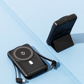 Shipshape 22.5W 메탈 대용량 슬림 고속 유무선 충전 멀티 보조 배터리 10 000mAh, 1개, 블랙 컬러