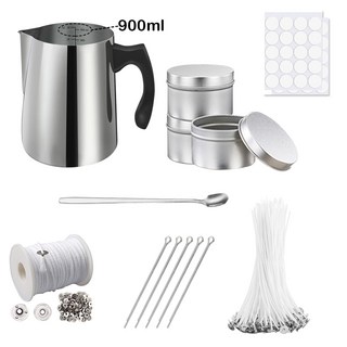 양초 만들기 키트 DIY 공예 도구 비누 왁스 붓는 냄비 심지 스티커 거치대, 01, 03 900ml wax making kit, 1개