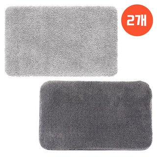 루보르 1+1 빨아쓰는 미끄럼방지 푹신한 욕실 발매트, 그레이+연그레이, 도톰 버전 (3cm)