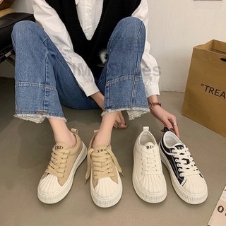 出清售完不追 超纖真皮感 復古貝殼頭 餅乾鞋【快速出貨】休閒鞋 學生鞋 厚底小白鞋 厚底鞋 小白鞋 綁帶休閒鞋