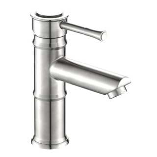 304不鏽鋼竹節水龍頭（拉絲）單孔面盆龍頭 簡約設計 防鏽耐用 易於安裝, 1個