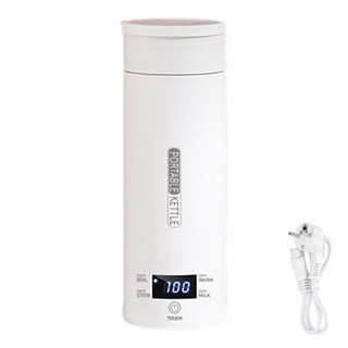 DS 휴대용 전기포트 액정 디스플레이 가열식 텀블러 주전자 4단계 조절 보온 보냉, 화이트