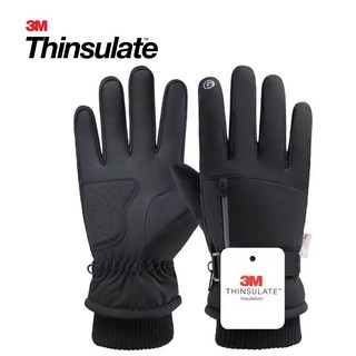 C&D마켓 3M 신슐레이트 방한 방수 스키 장갑 기모 여성 남성 스마트폰 터치 보드 겨울 장갑, Black, 1개