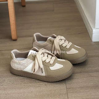 休閒平底鞋 時尚板鞋 2025新款小眾百搭德訓鞋復古港風chic休閒板鞋小白鞋