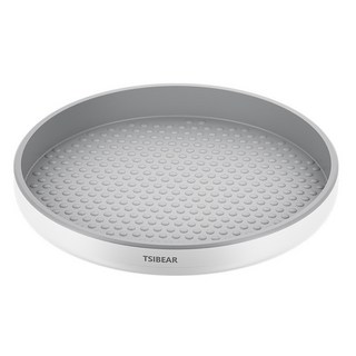 DFMEI 廚房多功能旋轉調料盤收納調味架圓形收納置物架收納整理轉盤, 1個, 時尚灰彩盒裝:大號【30CM】, 1層