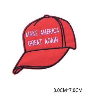 桃園出貨-美國大選2024紅帽子MAGA2024刺繡布貼 EAR FORCE ONE耳朵魔鬼氈章魔鬼氈臂章 士氣魔鬼氈, V01710-9紅帽子, 1個