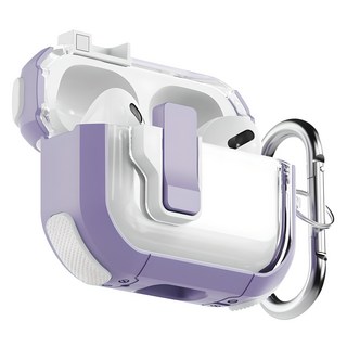 NUART 防丟磁吸鎖扣防摔耳機殼, AirPods 4/Airpods 4主動式降噪款, 薰衣草紫, 1個