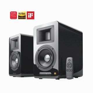 EDIFIER 漫步者 A100 PLUS 鋼烤典雅 雙聲道主動式音箱，優質音頻，簡約設計，提升居家品味, 啞光黑