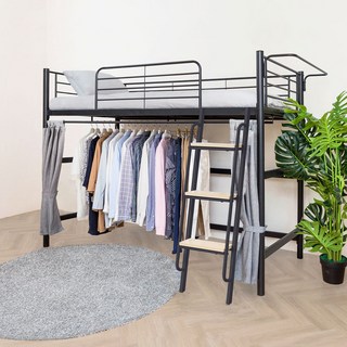 일루일루 코모드i 행거형 낮은 벙커침대 옷장 성인 2층 수납 프레임, 블랙(프레임만)