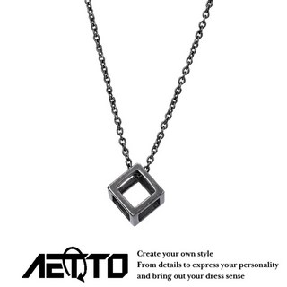 AETTO 簡約鏤空方塊項鍊 韓系潮流鈦鋼項鍊