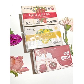 韓國市集韓國 DAHADA 丹特 蜂蜜柚子茶/草莓茶/紅石榴康普茶 1盒*20入, 1個, 丹特 紅石榴康普茶