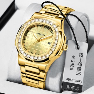 男士方形石英錶 防水夜光日曆超薄商務手錶