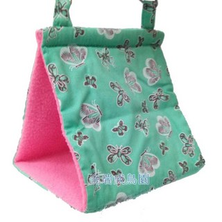 金瑞成鳥園 青蝶飛舞粉紅色刷毛布鳥屋 台灣製阿迷購品牌 保暖可清洗鳥窩 適用小型/中小型/中大型鳥, 1個, 大款式