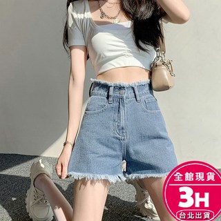 梨卡 女裝 牛仔短褲 春夏高腰休閒寬褲 韓版闊腿美腿A字熱褲 氣質短褲