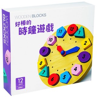 上人文化 好棒的原木積木系列 3歲 七巧板 圖形拼圖 時鐘遊戲 珠算盤 串珠 IQ開發 空間邏輯 數感訓練 手眼協調, 1個, 好棒的時鐘遊戲