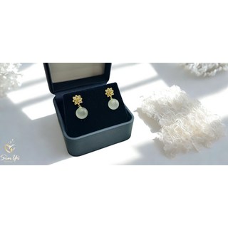 Sin Yi 925銀 翠瓣微光 珍珠耳環