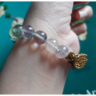 靈性智慧 彩色螢石 黑白瑪瑙天眼石 生命之樹吊飾 正韓國設計款手圍16cm手鍊手珠