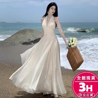 梨卡 女裝 連身裙 洋裝 喜宴 度假長洋裝 露背連身裙 收腰連身裙 綁帶連身裙 C6577 【現貨24H】, 如圖色,L-現貨馬上出貨