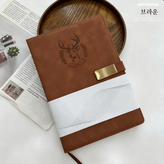 B5 프리미엄 가죽 방수 버클 다이어리 360P 수첩 필사노트, 1개, 브라운