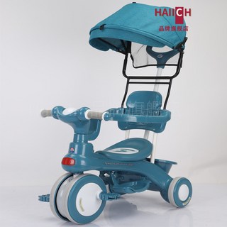 兒童三輪車 遮陽三合一 腳踏車帶護欄 1-3歲嬰兒手推車, 6288墨綠 燈光音樂 安全剎車 遮陽棚, 1個