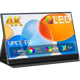 [관부가세포함] UPERFECT 휴대용 모니터 4K 15.6인치 QLED | 400니트 노트북 3840 *, 15.6, 4k 60HZ