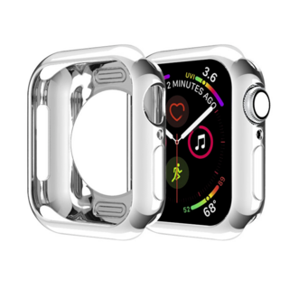 링고룸 애플워치 젤리 케이스 베젤형 슬림 + 보호필름 증정, 1개, 실버