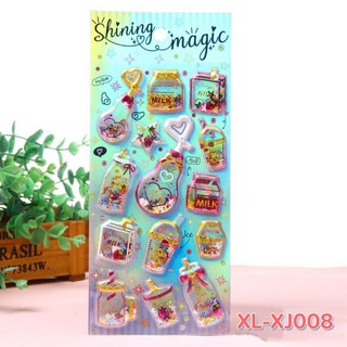 萱寶媽咪baby童裝館 聖誕節泡泡貼3D立體水晶寶石貼紙，閃亮燙金鑽石裝飾，多款動物交通工具造型泡綿立體貼紙, 049-XL-XJ08燙金貼紙