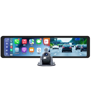 領先者ES-629 CarPlay 2K高清流媒體 12吋全螢幕觸控 後視鏡行車記錄器, 標配(9米延長線)1組,32GB, 32GB