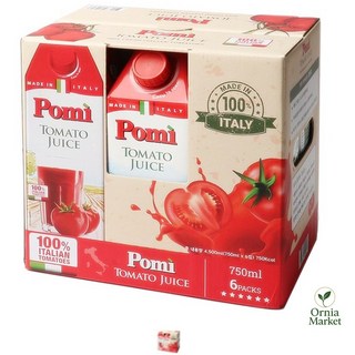 토마토 착즙 100% 갈아만든 무설탕 토마토즙 이탈리아 750ml 사각 음료 6팩